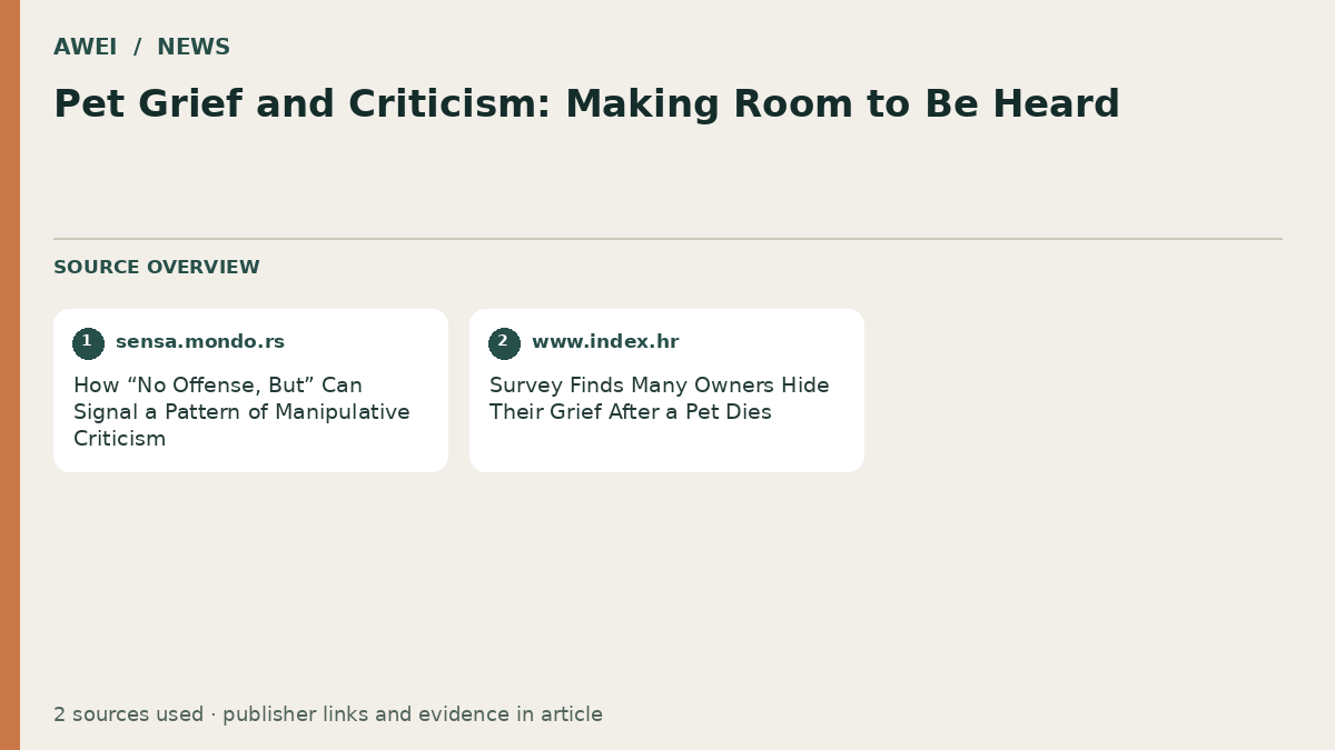 Source overview for Pet Grief and Criticism: Making Room to Be Heard