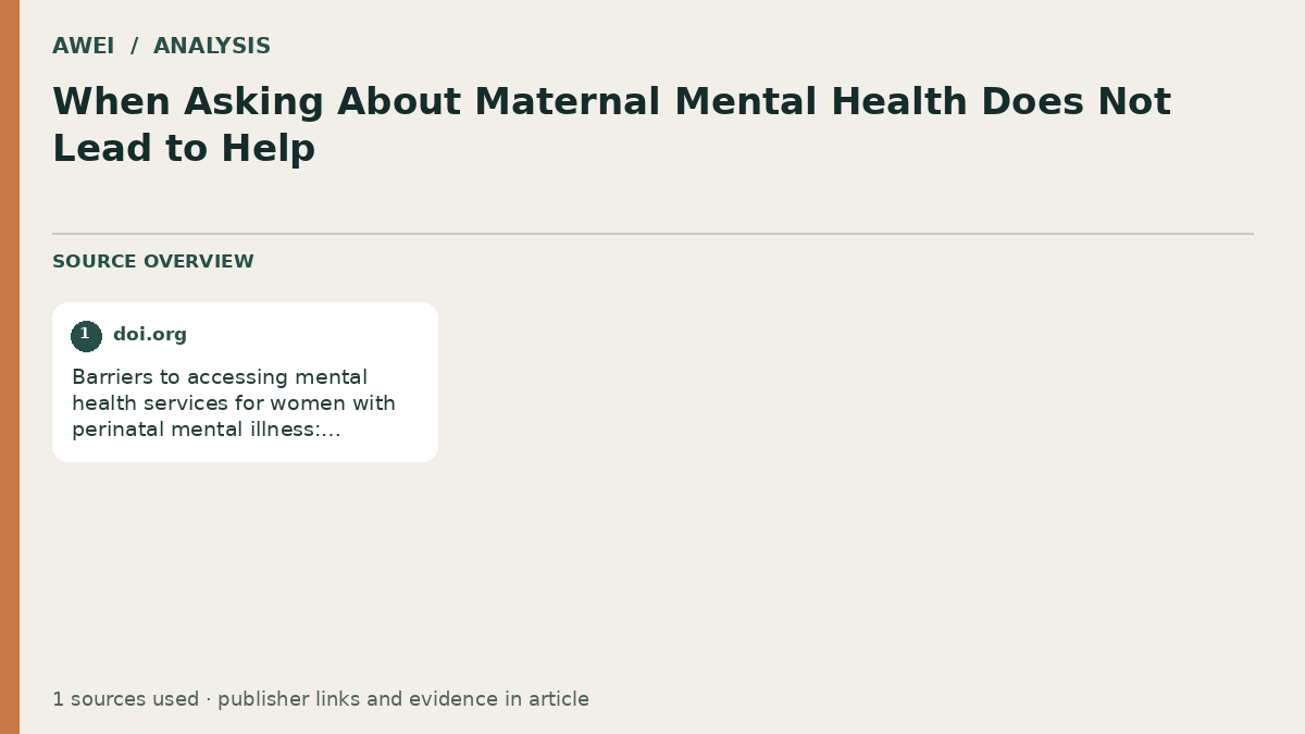 Source overview for When Asking About Maternal Mental Health Does Not Lead to Help