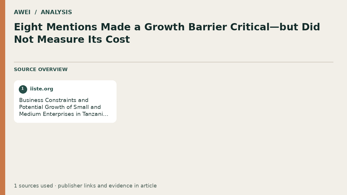 Source overview for Eight Mentions Made a Growth Barrier Critical—but Did Not Measure Its Cost
